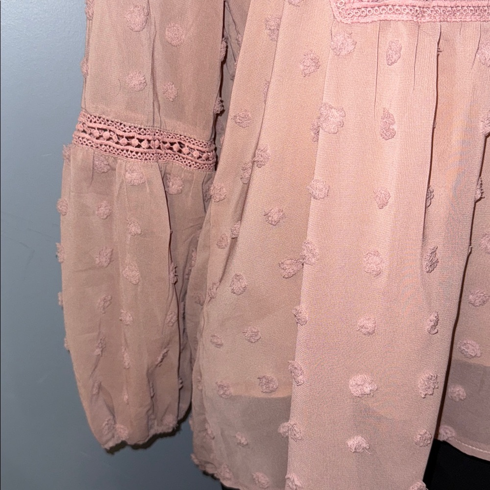 Elegant Sheer Blouse with Delicate Details – Size Large - Picture 4 of 4